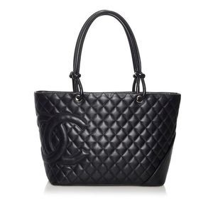 Chanel Cambon Line Large Tote Bag Black Lambskin